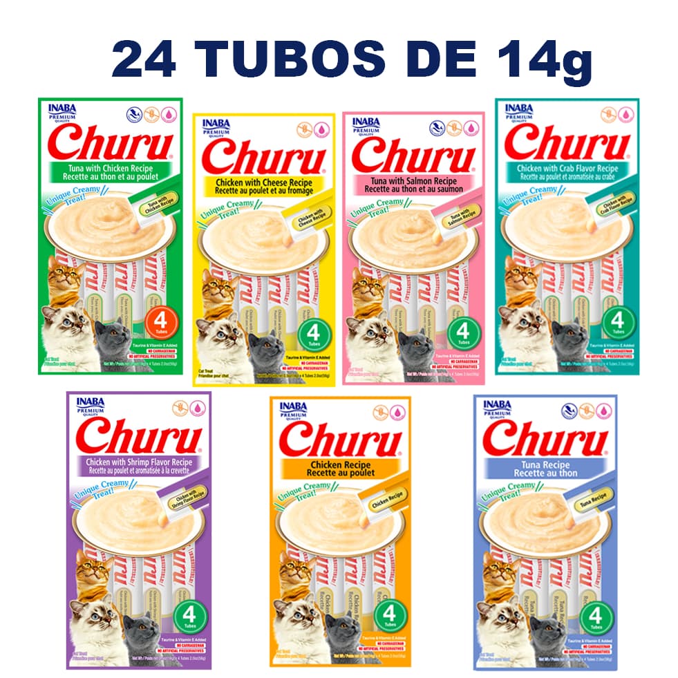 Petisco para Gatos Churu INABA 6 Cartelas totalizando 24 Tubos 14 g