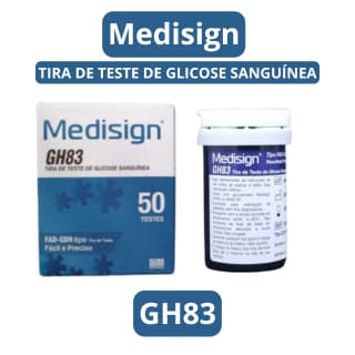 Fitas de Glicose Medisign GH83 Tiras de Glicemia 50/100/150/200 Unids (Tubetes)