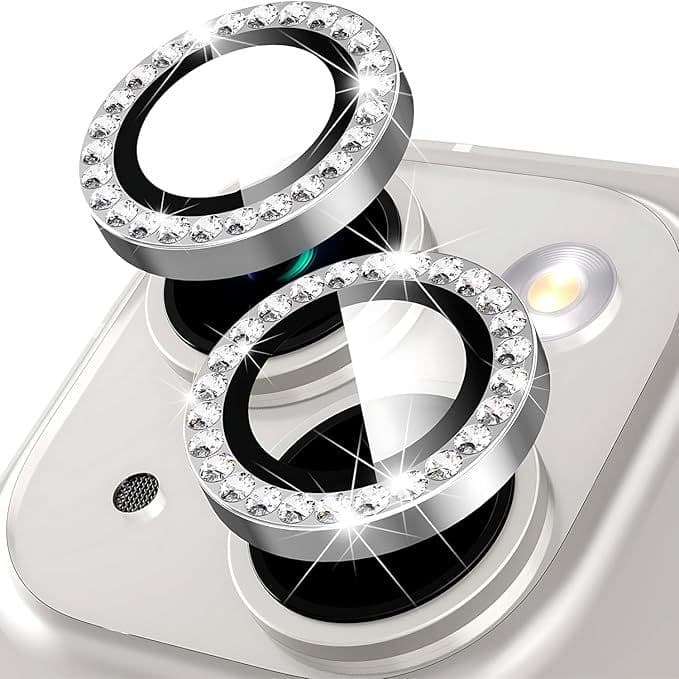 Kit Com 2 Lentes Strass Camera  Compativel Para Iphone 14 \ 14 Plus