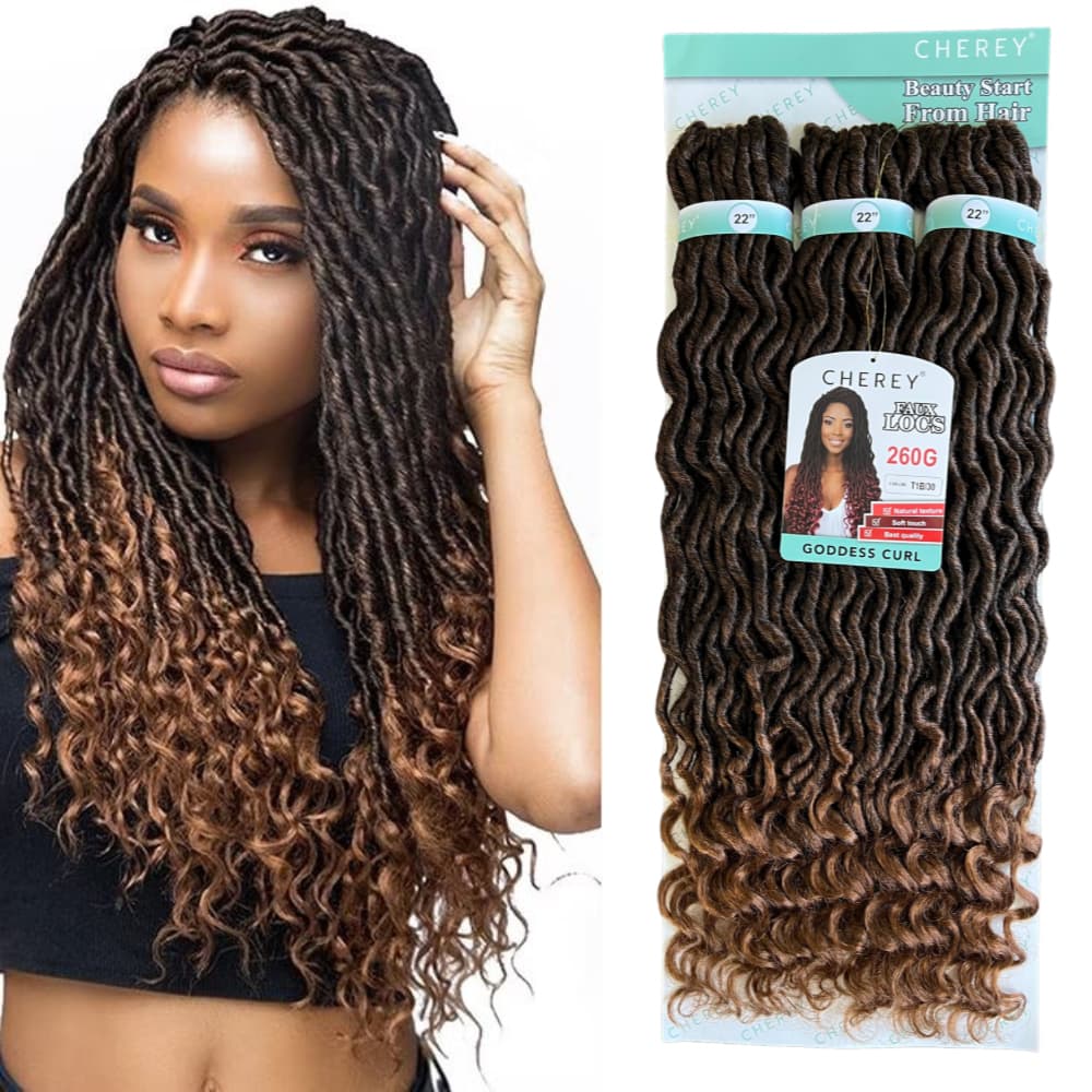 Cabelo Goddess Locs Crochet Braids Cherey Fibra Orgânica 260gr 60cm