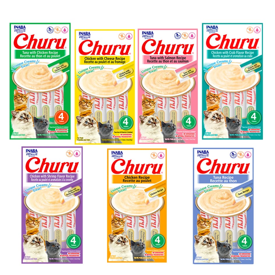 Petisco para Gatos Churu INABA 1 cartela com 4 Tubos de 14g