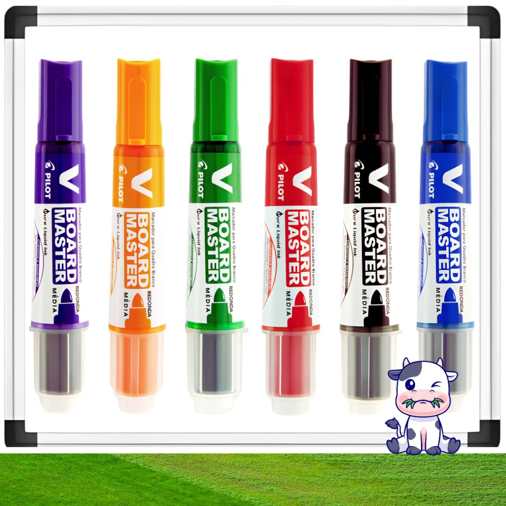 KIT 06 Marcadores WBMA V-Board Master Recarregáveis Para Quadro Branco Pilot