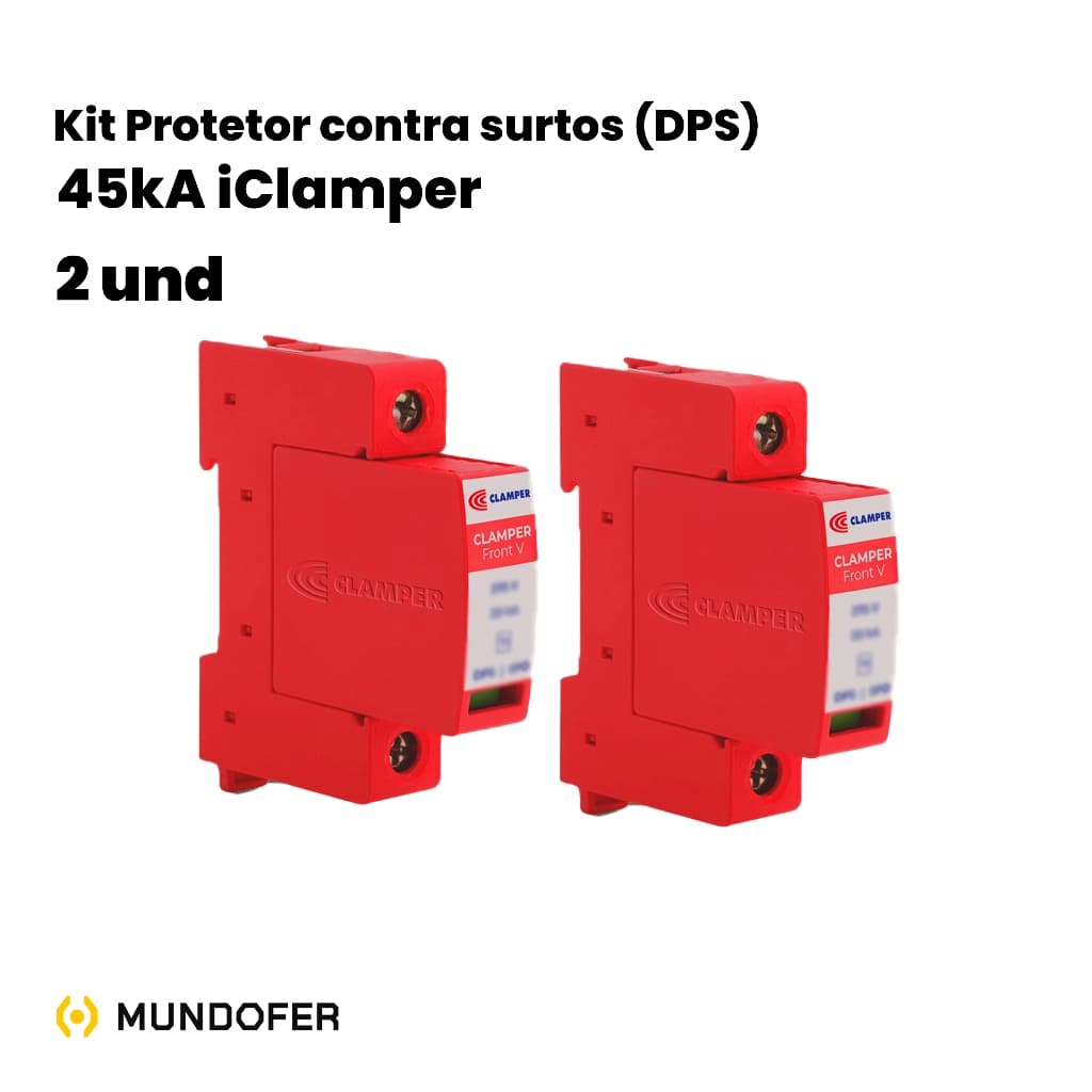 Kit 2 DPS CLAMPER Front V – 45kA p/ Proteção Contra Surtos em Quadros Elétricos