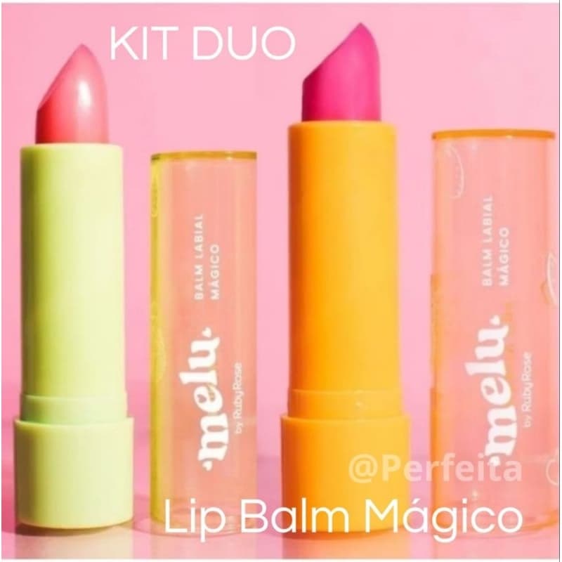 Lip  Balm Mágico Gloss Vegano Batom  Lábios Kit Com 02 Lips  Strawberry  Fruits Melu By Ruby Rose