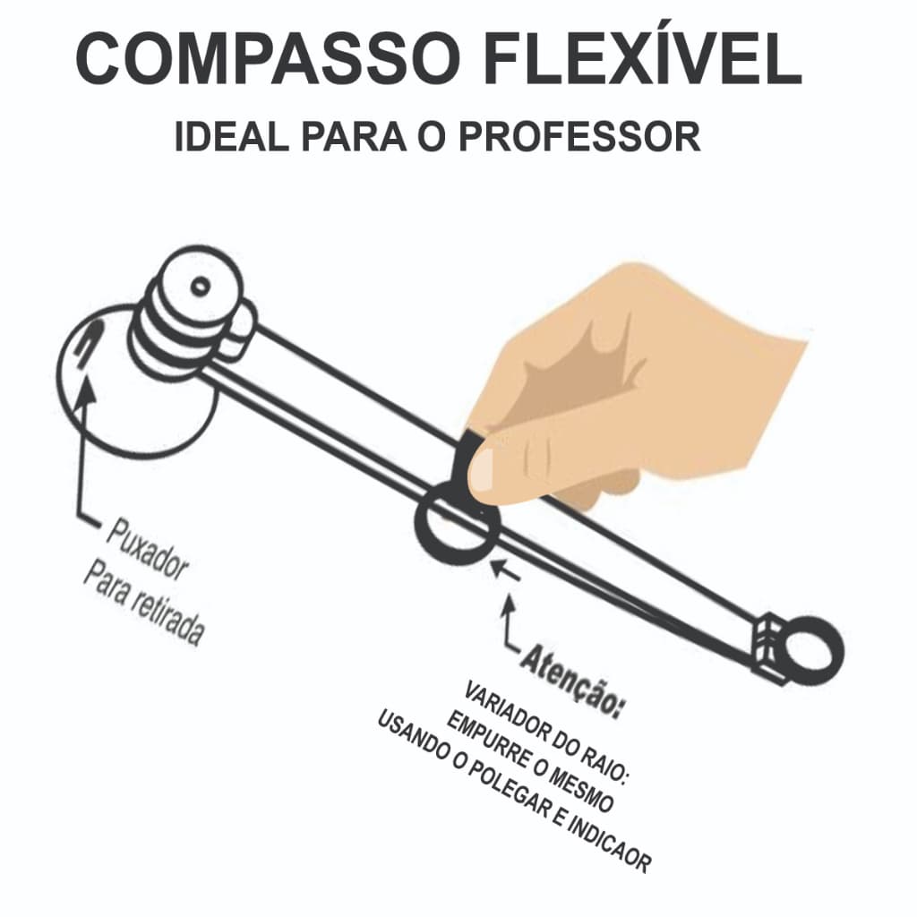 COMPASSO FLEXÍVEL DO PROFESSOR COM VENTOSA PARA QUADRO BRANCO ESCOLAR NO ENSINO DE GEOMTRIA