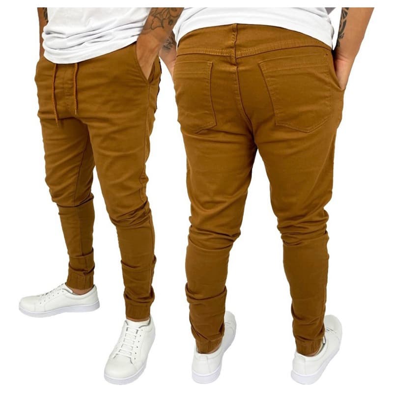 Calça Jogger Masculina Skinny Camufladas Ou Preta Com Elástico