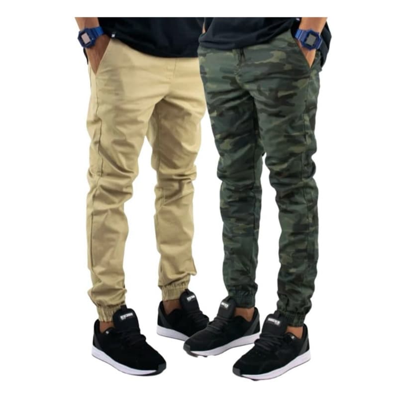 Kit 2 Calças Jogger Masculina Sarja Com Bolsos Elegante Promoção