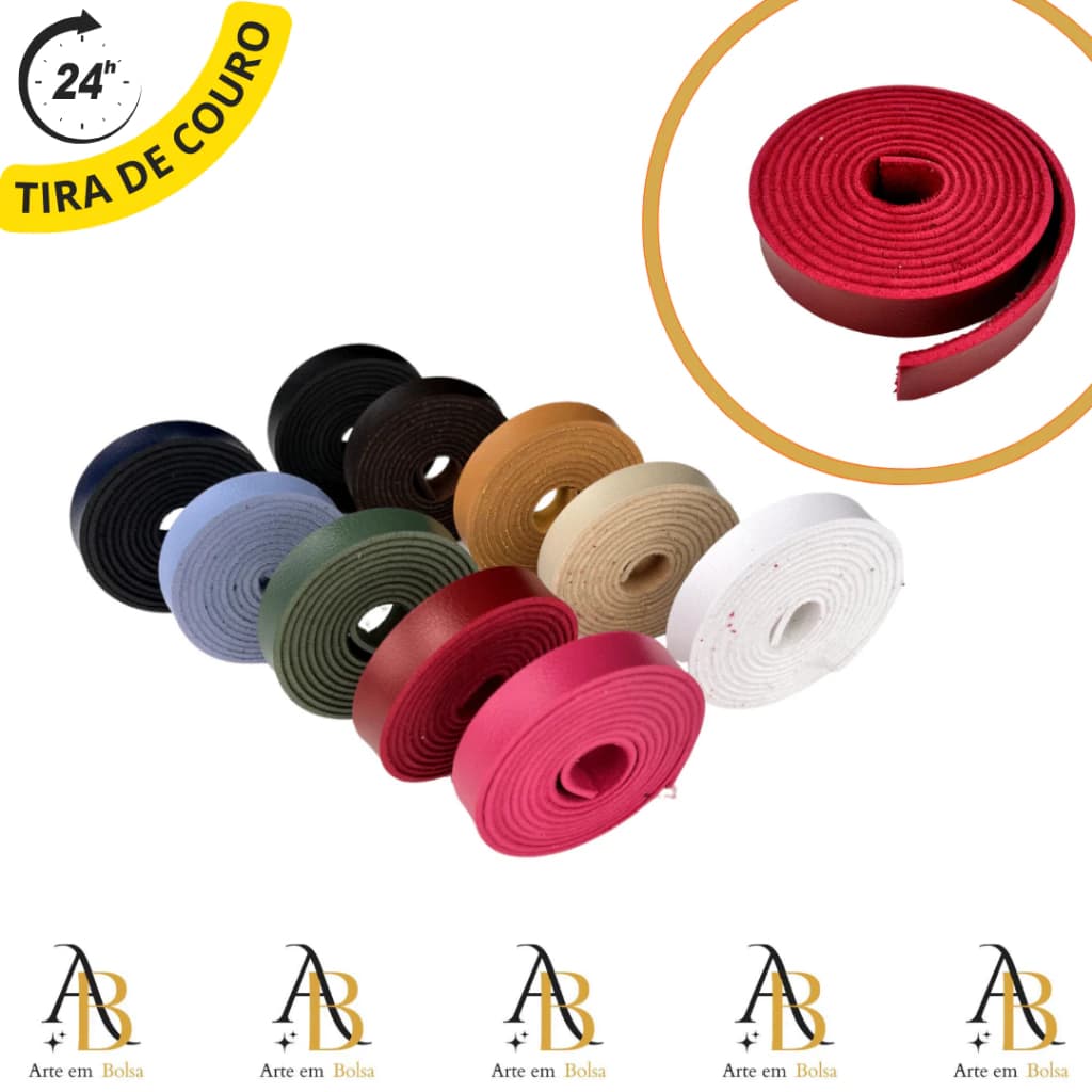 kit 02 Tiras de couro ecológico várias cores: 1.30m x 1.5-3.0cm de largura ideal para artesanato
