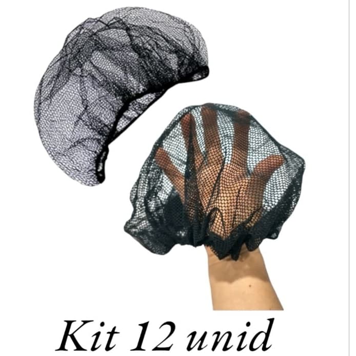 Touca Toquinha Redinha De Tela Preta 12 Unid Cozinha Cabelo rede fininha leve elastico
