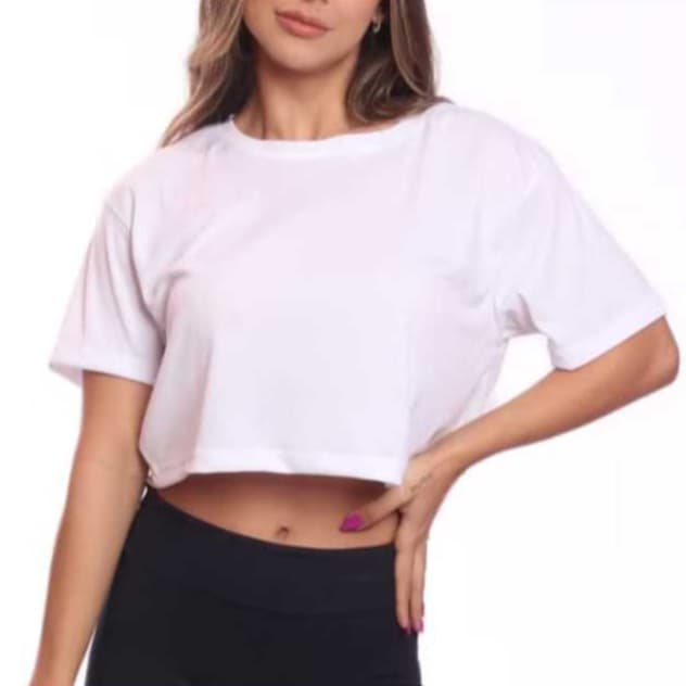 CROPPED FEMININO 100% ALGODÃO BÁSICO LISO GOLA REDONDA