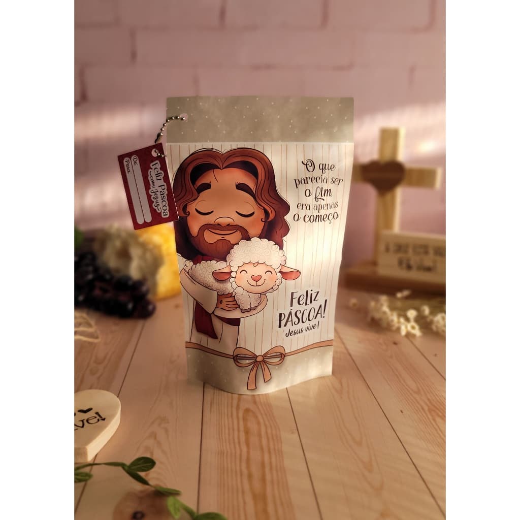 12 Saquinhos ziplock Páscoa Cristã ou coelho tamanho 9x14cm