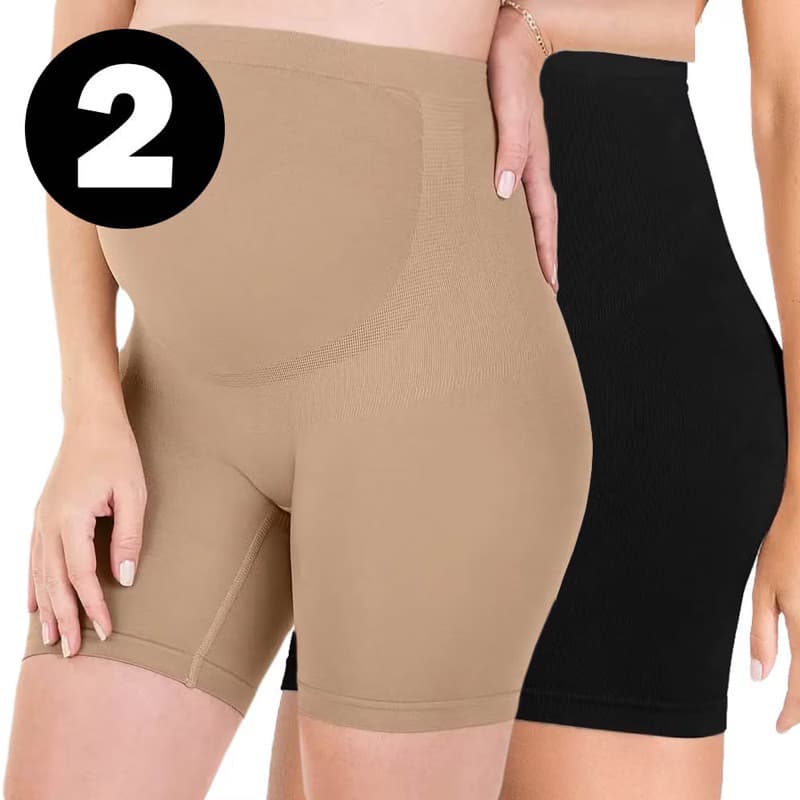 Kit 2 Bermudas Para Gestantes Sem Costura Zee Rucci Maternity Gestação Mamãe Maternidade Parto