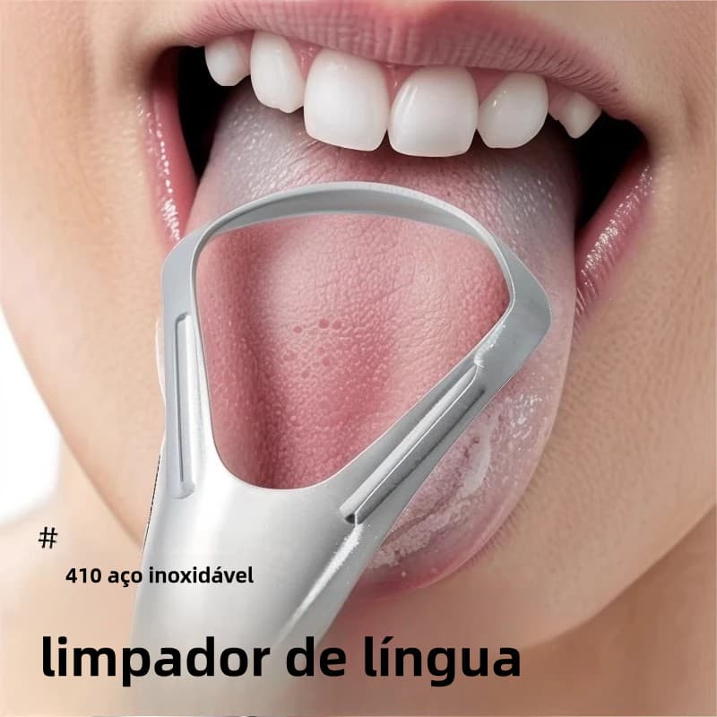 Limpador Raspador De Língua Em Aço Inox Para Higiene Bucal Promoção