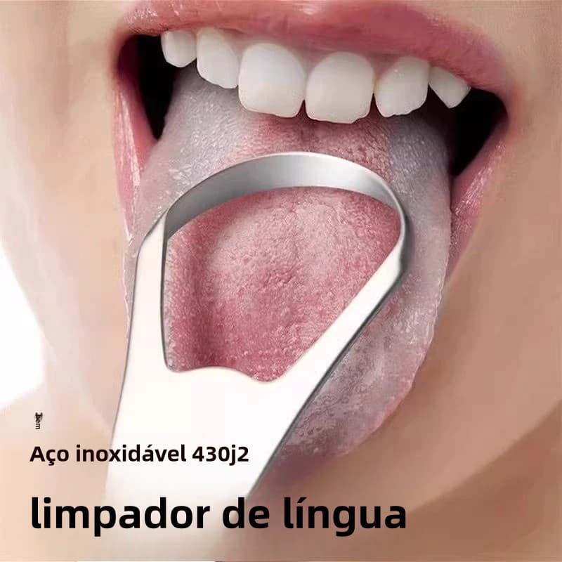 Limpador de Lingua Removedor Aço Inox mal hálito
