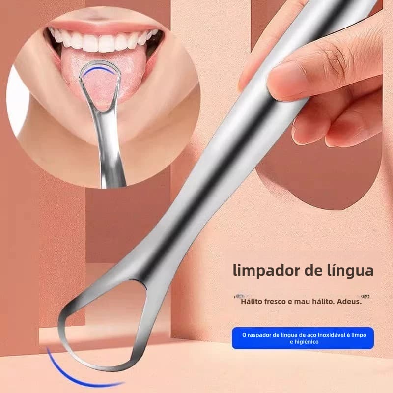 Limpador Raspador De Língua Em Aço Inox Para Higiene Bucal