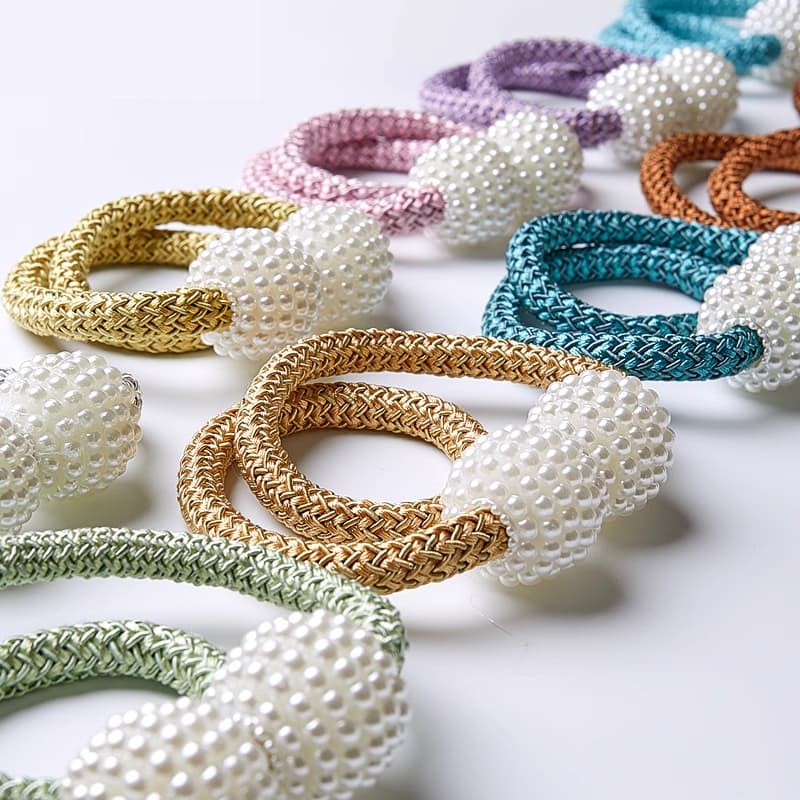 10 Prendedor De Cortina,Ímã Cinto De Cortina De Tecido Corda Imitação De Pérolas Fivela Soco Livre