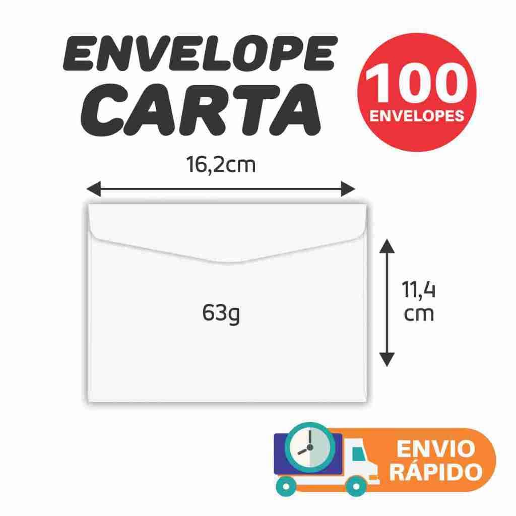 Envelope Tipo Carta Convite 114x162mm Branco 100 unidades