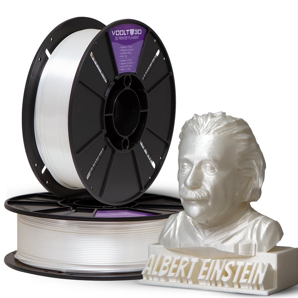 Filamento PLA Branco Pérola V-Silk Voolt3D 1Kg 1,75mm para Impressora 3D FDM