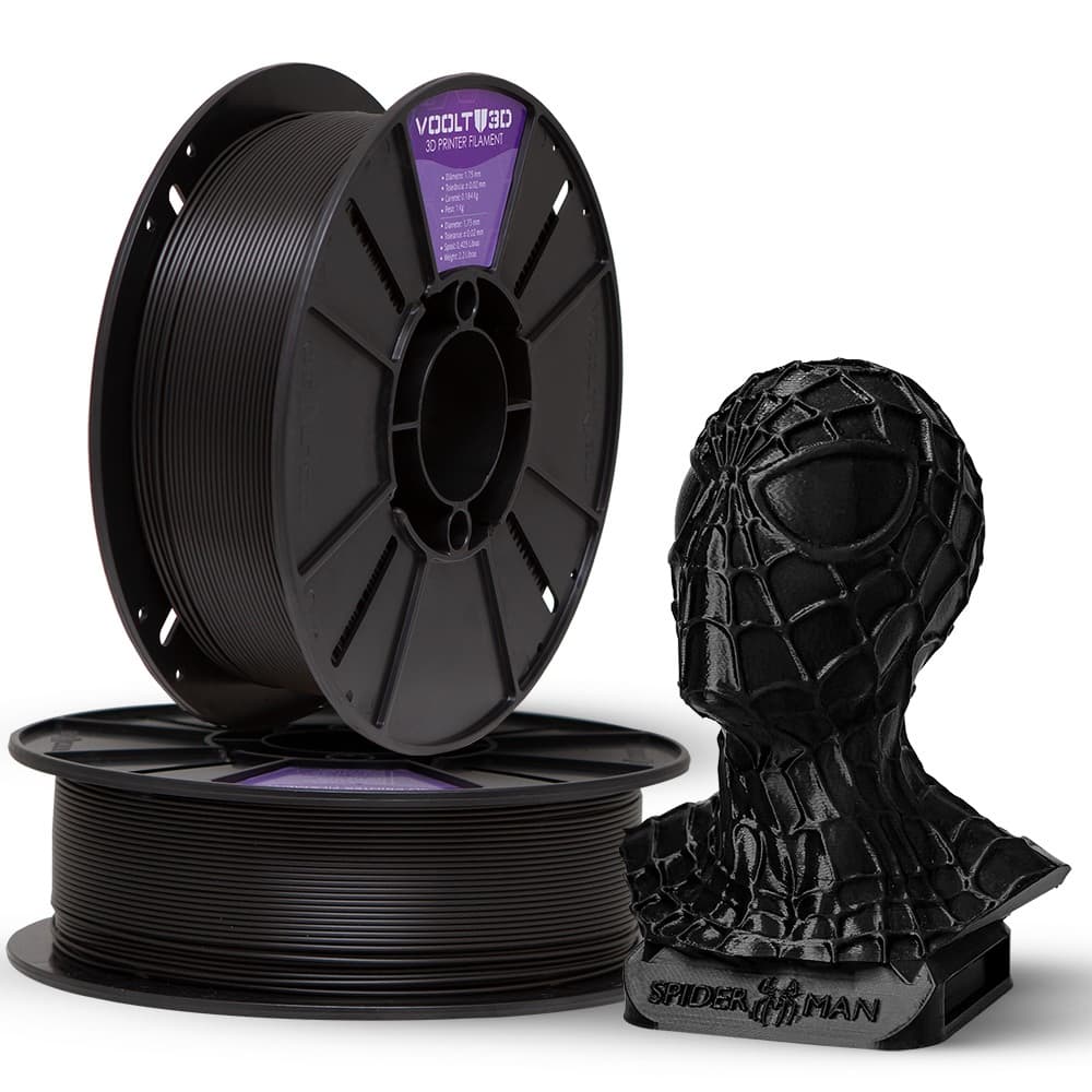 Filamento PLA Preto Sólido Premium 1Kg 1,75mm - Para Impressora 3D