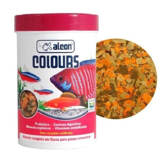 Ração Para Peixes Ornamentais Alcon Colours Alimento Completo Em Flocos 50g