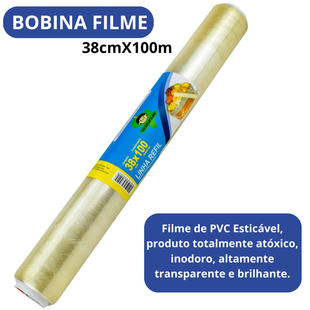 Rolo Bobina Papel Filme De Pvc Transparente 38x100 Metros