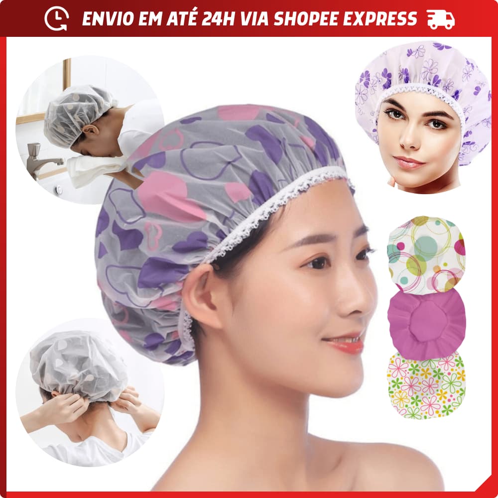 Kit 12 Peças Toucas de Banho com Elástico Não Rasga Fácil Acabamento de Hidratação com Diversas Estmapas