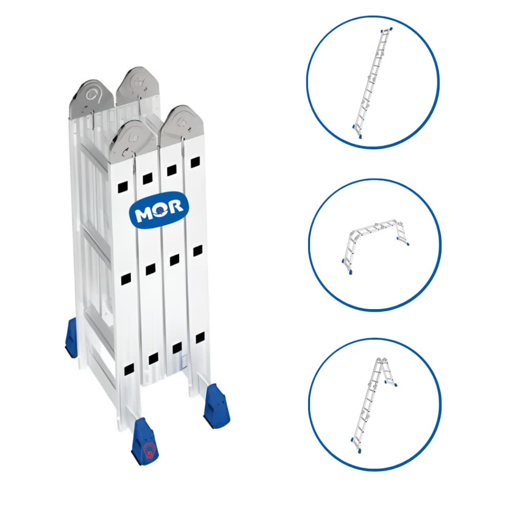 Escada Aluminio Articulada 4x3 Multifuncional Cavalete Dobravel Múltiplas Posições