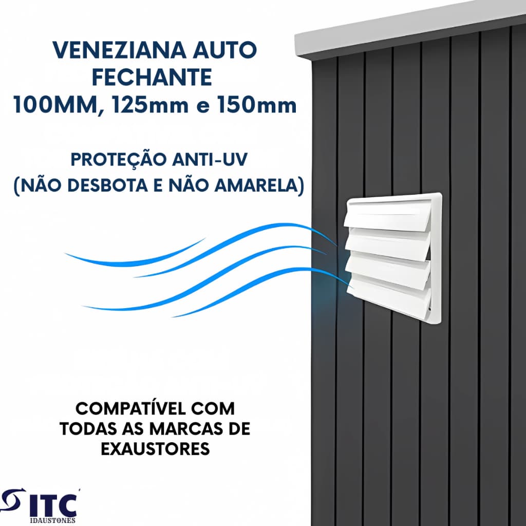 Grade Grelha Ventilação Veneziana Auto Fechante p/ Coifa Exaustor Duto Sicflux GVAF