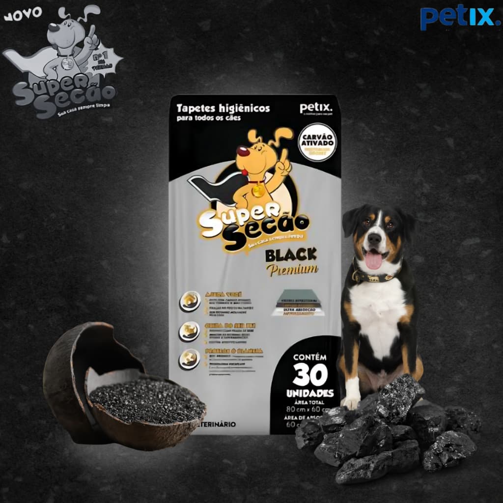 Tapete Higiênico Super Secão Black Premium Para Cães 30 Unid