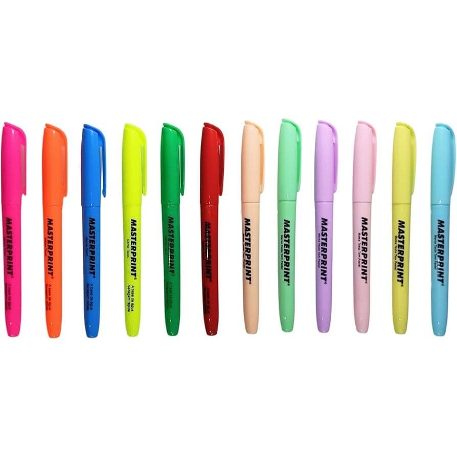 Marca Texto Masterprint 12 e 6 Unidades Cor Neon e Pastel