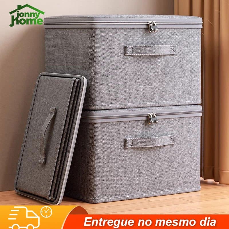 Caixa grande de armazenamento com zíper para roupas e cobertores  P/M/G