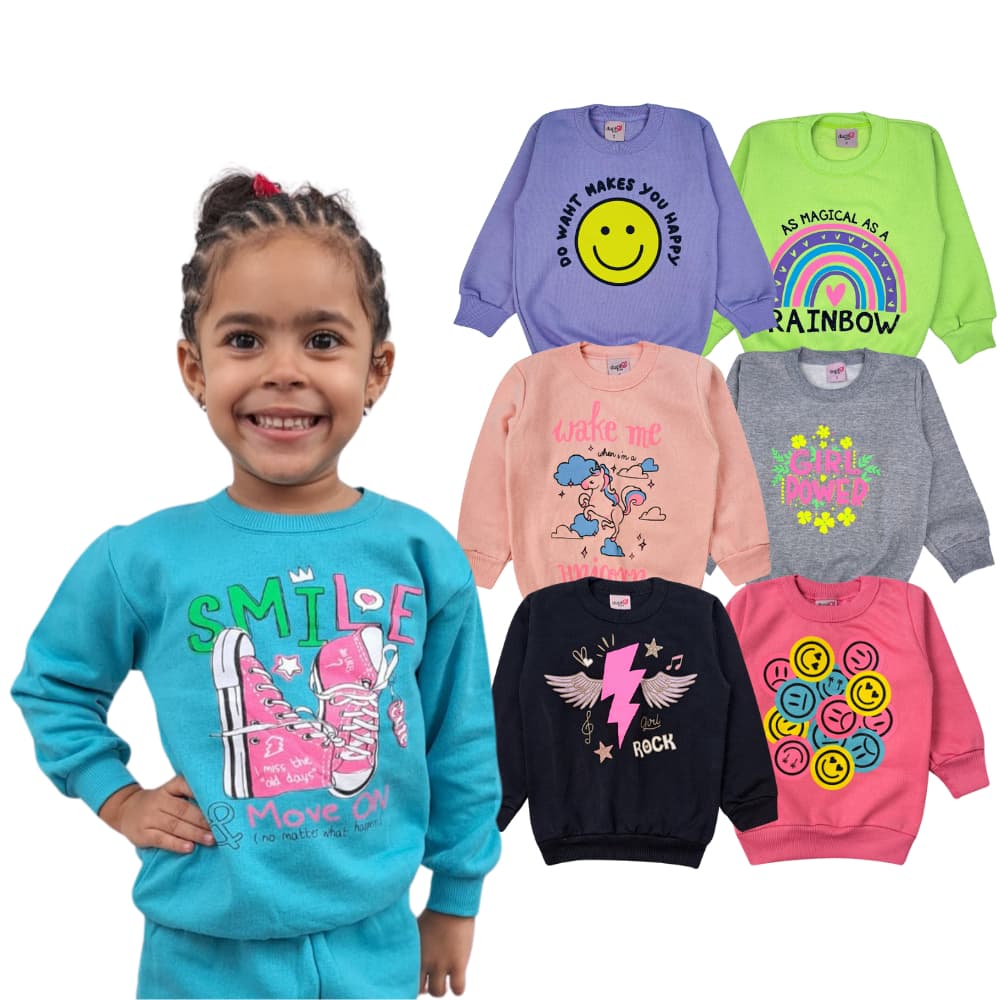 Kit 3 Casacos Moletons Peluciados Infantil Inverno Menina