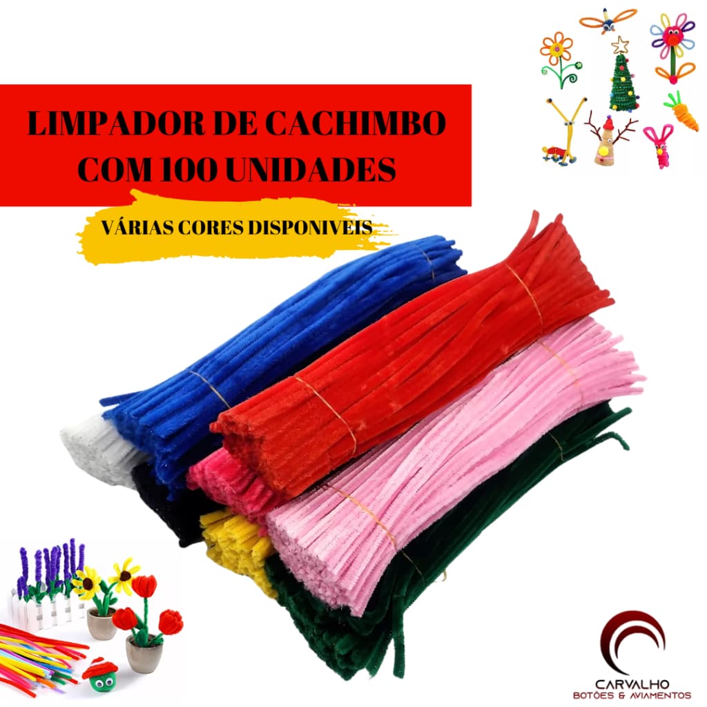 Kit Com 100 Haste De Chenille Limpador De Cachimbo 30 Cm Arame Encapado Para arte Fios Artesanato