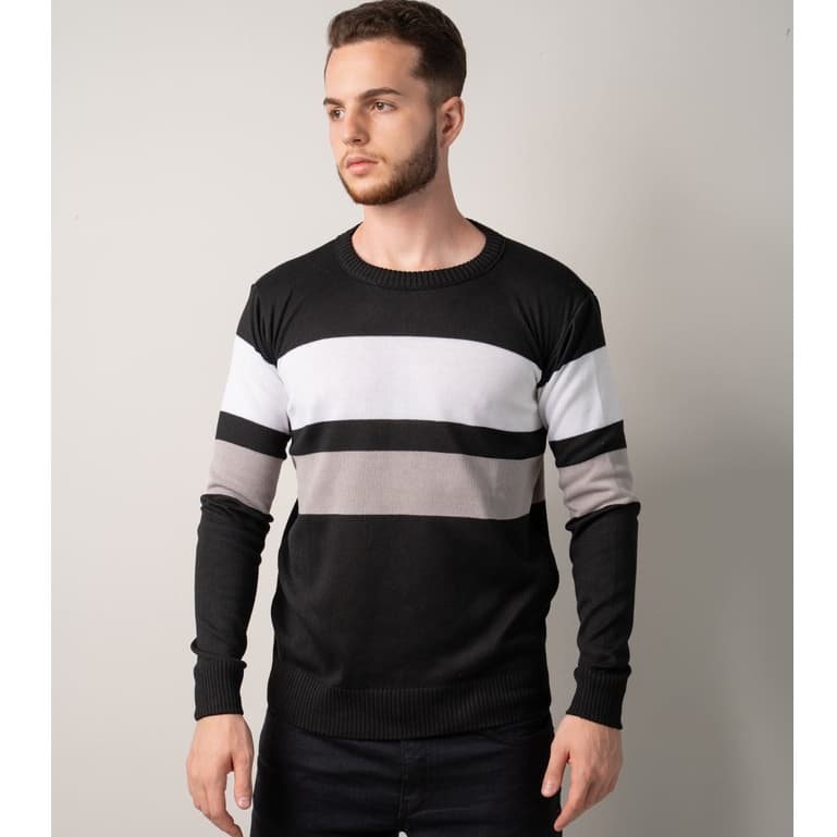 Suéter Listra Larga Inverno Blusa Masculina Tricot
