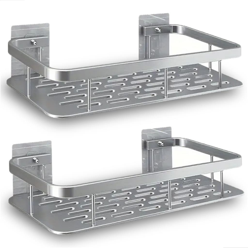 Suporte de Porta Shampoo Prateado Dourado Prateleira Para Banheiro Organizador Com Adesivo