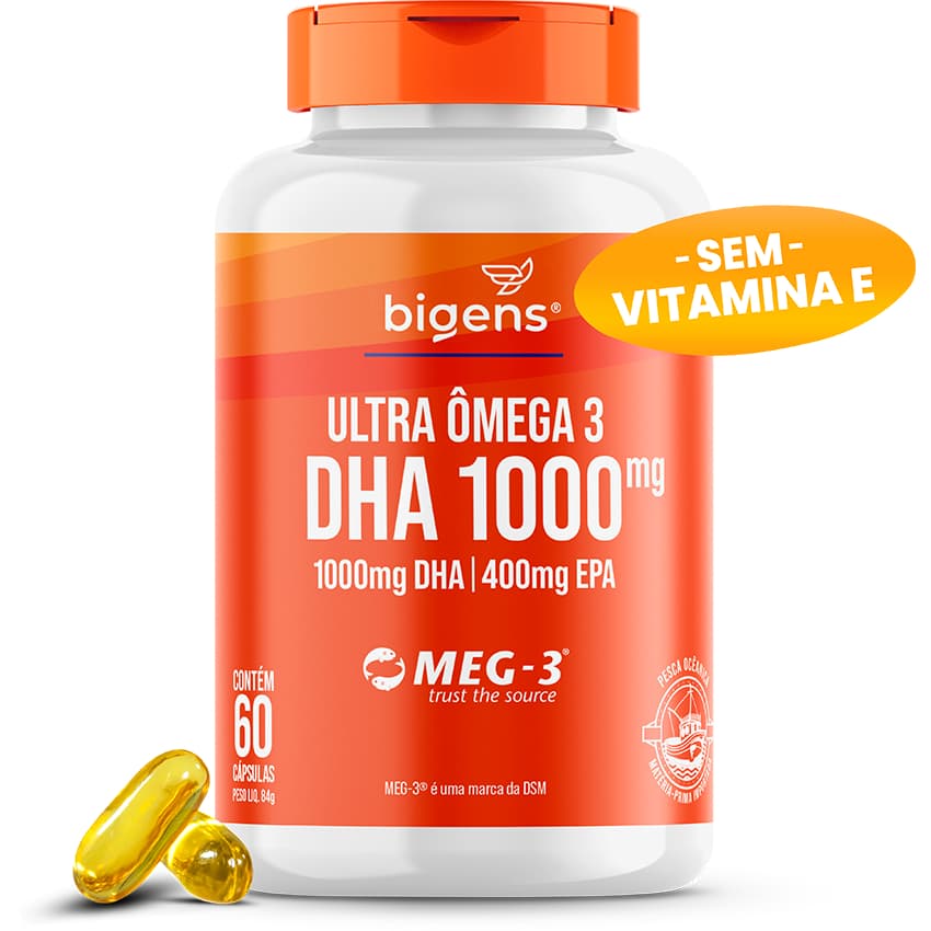 BIGENS ULTRA ÔMEGA 3 DHA 1000MG, EPA 400MG MEG-3 (SEM VITAMINA E NA FÓRMULA) 60 CAPS