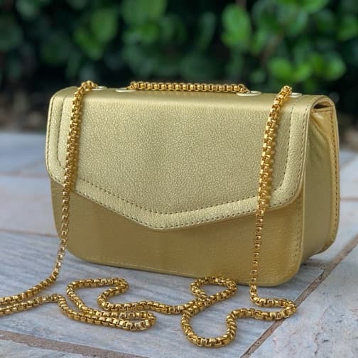 Bolsa Lançamento Mini Bag de festa metalizada porta celular porta moeda concorrente dourada