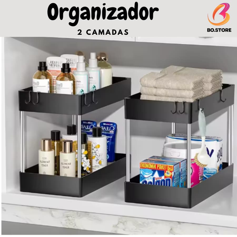 1/2/3Organizador Suporte Prateleira em Plástico Multiuso 2 andares  Banheiro Cozinha e Armário