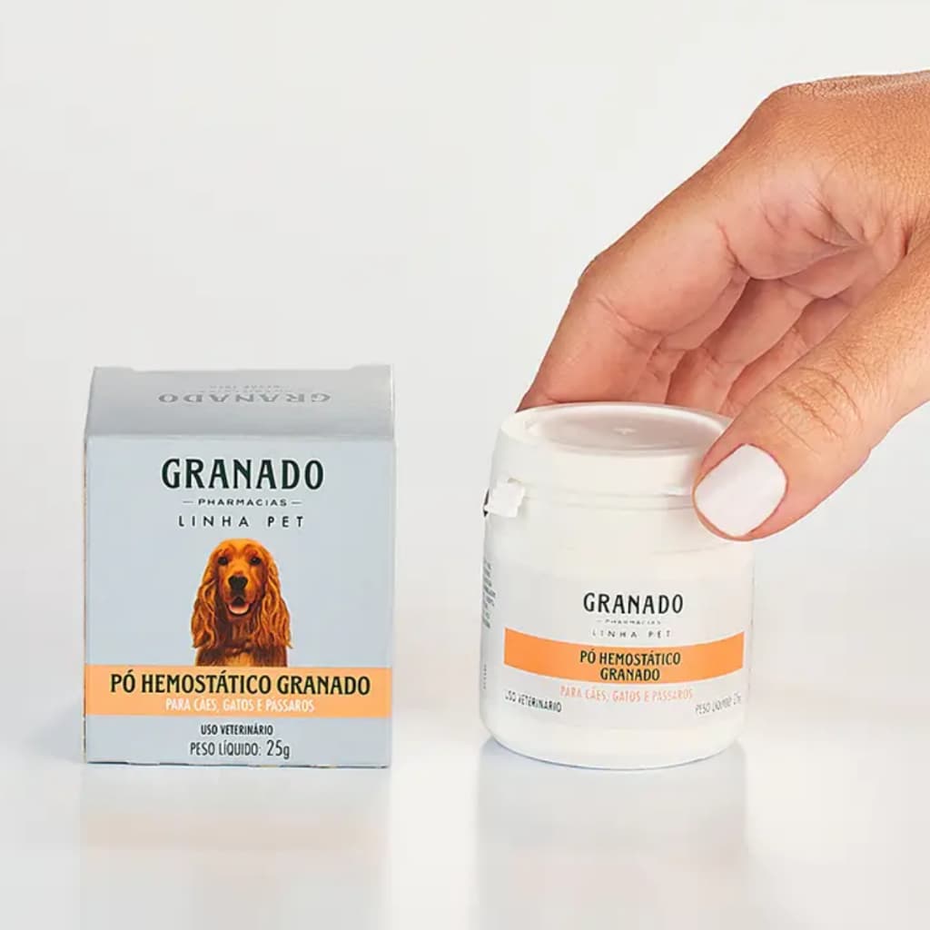 Pó Hemostático Granado 25g – Estanca Sangue para Pets e Pequenos Ferimentos (Validade 2027)