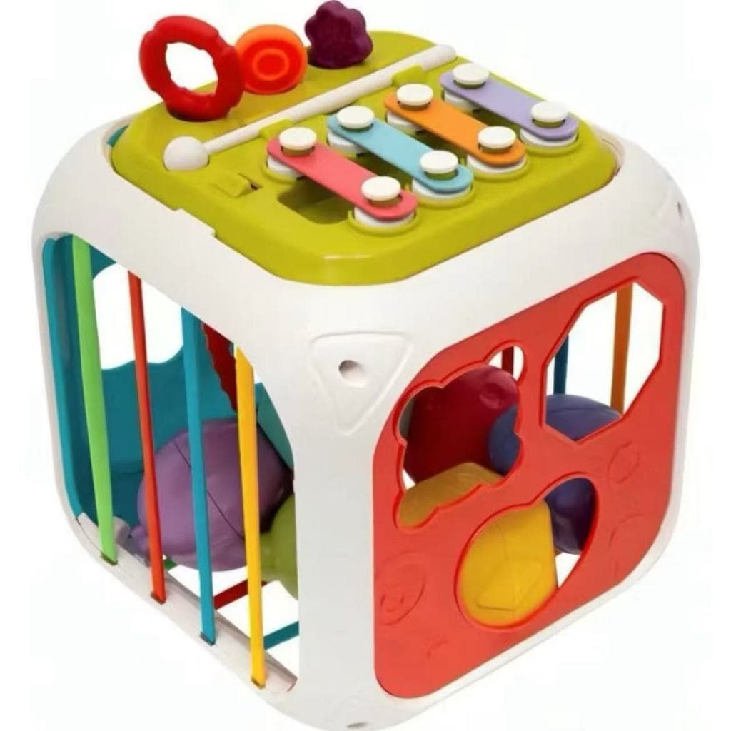 Cubo De Atividades 7 Em 1 Brinquedo Infantil Cubo de atividade educativa Cordões Didático Sensorial