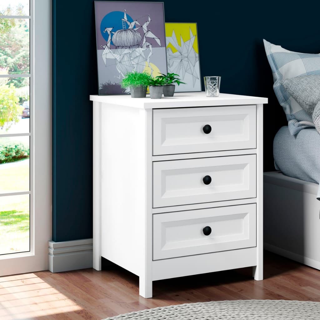 Mesa de Cabeceira Ditália 3 Gavetas DM-111 Branco