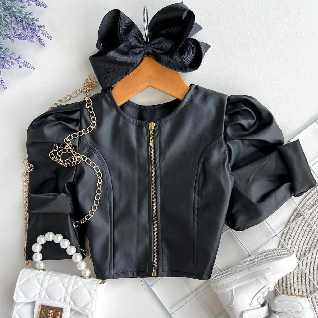 Jaqueta De Couro Infantil e Juvenil Para Meninas de 02 a 16 Anos