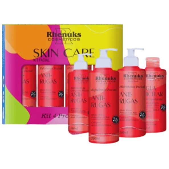 SKIN CARE ANTI RUGAS - FIRMADOR DA PELE - KIT DE LIMPEZA FACIAL - 4 ITENS