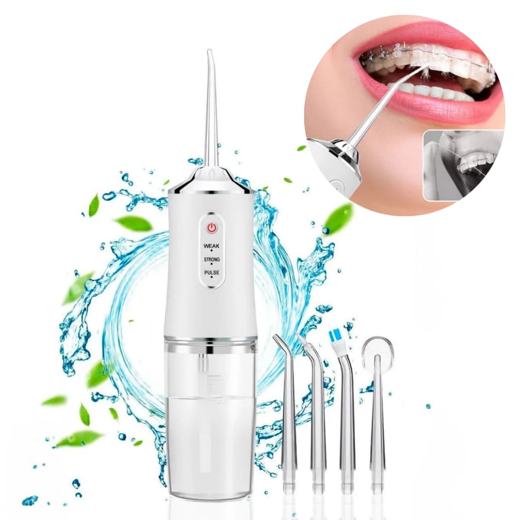 Irrigador Oral Branco Elétrico 220ML com 3 Modos Limpeza Bucal Profunda Jato De água Dentes Escova Gengiva Eletrico
