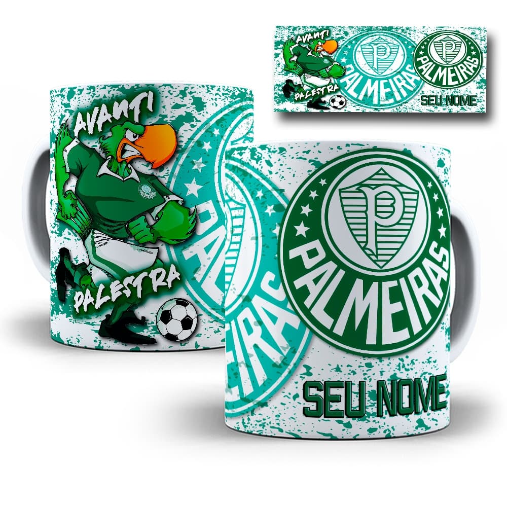 Caneca Palmeiras Porcelana Personalizada Com Seu Nome