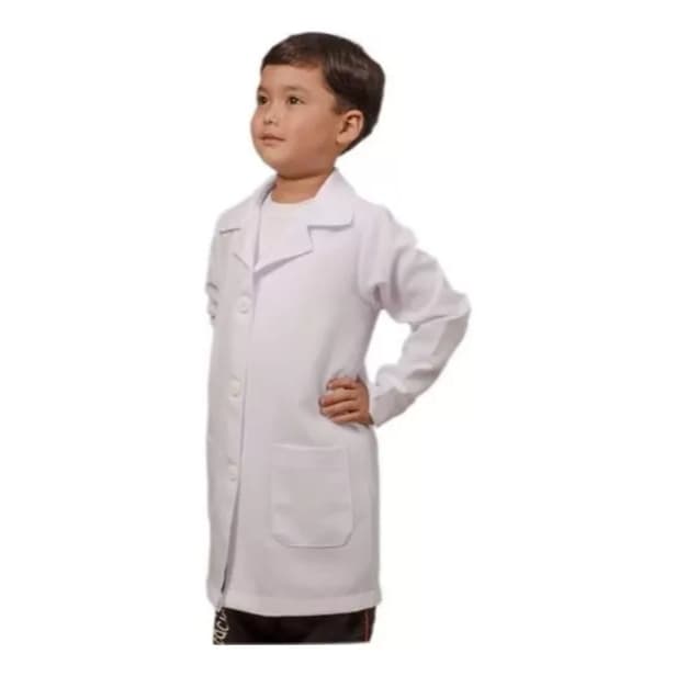 Jaleco Infantil Oxford Escolar Manga Longa Branco Unissex