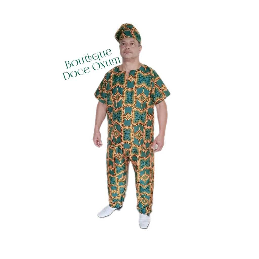 Conjunto Africano 3 Peças Estampa Étnica Candomblé Umbanda Ifá (Verifique Estampas Disponíveis)