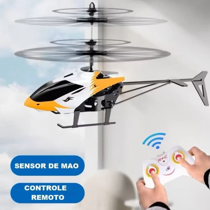 Helicóptero Grande Com Controle Remote e Sensor De Mão USB Recarregável Para Criança