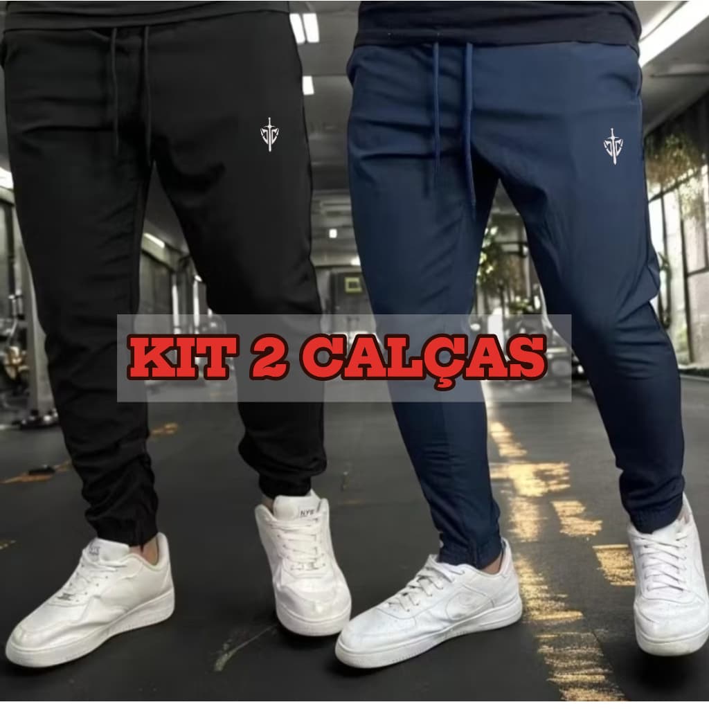 Kit 2 Calça Jogger Plus Size Esportiva P ao G4 Masculina Dry Fit Academia