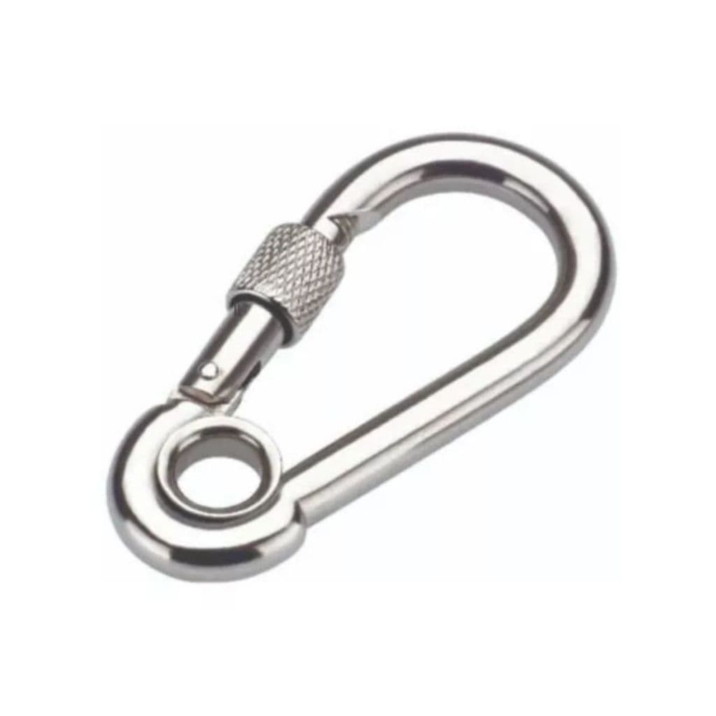 Mosquetão Aço Carbono 10cm 10x100 Trava Roscada Academia Suporta 350kg